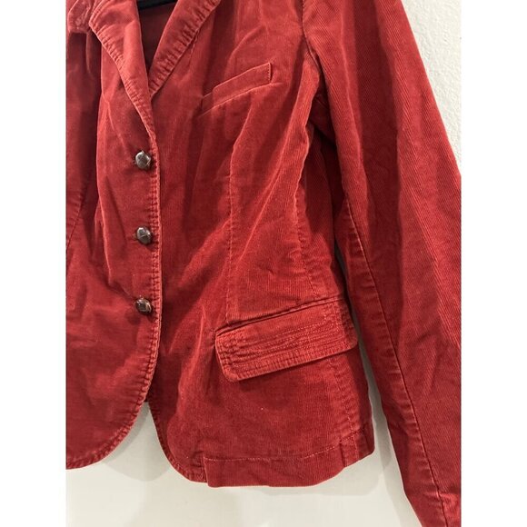 J Crew Burnt Orange Cotton Corduroy Leather Buttons Blazer Women's - Picture 4 of 13